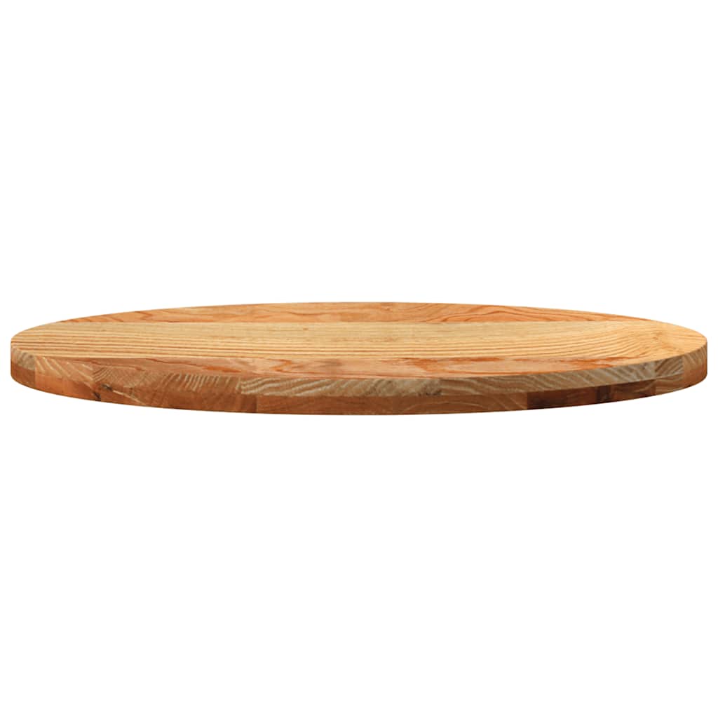 bordplade 80x40x4 cm massivt egetræ oval lysebrun