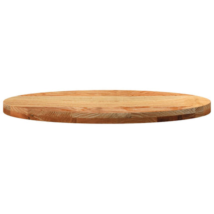bordplade 80x40x4 cm massivt egetræ oval lysebrun