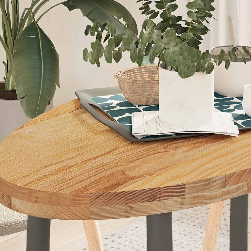 bordplade 100x50x4 cm massivt egetræ oval lysebrun billede
