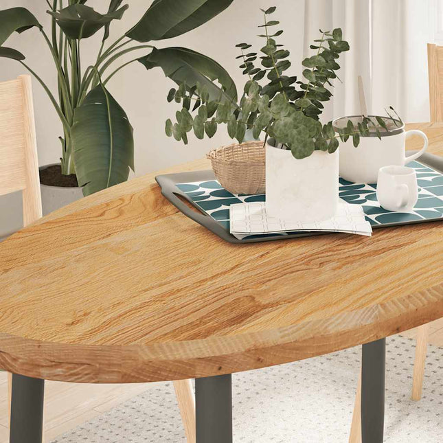 bordplade 120x60x4 cm massivt egetræ oval lysebrun