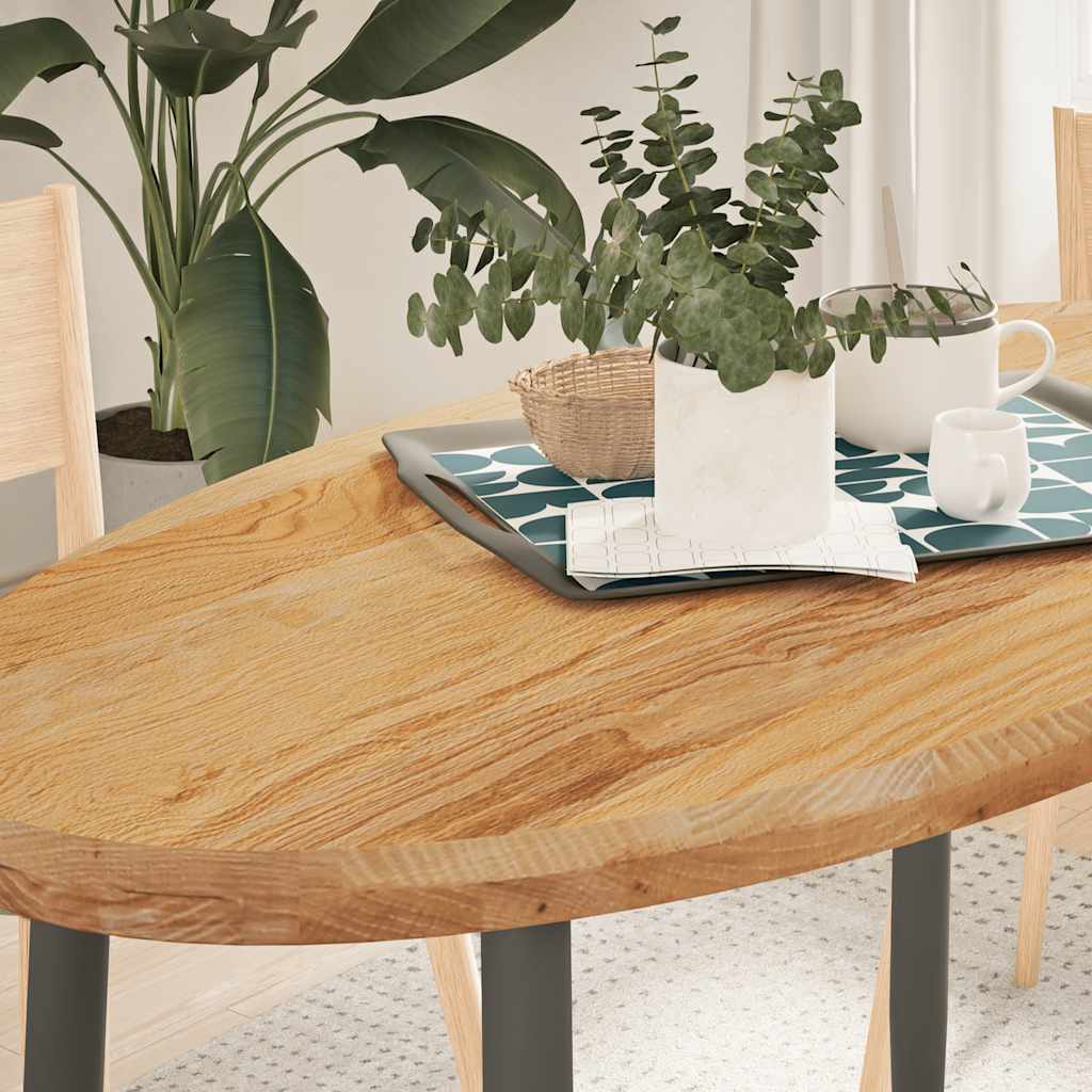 bordplade 120x60x4 cm massivt egetr oval lysebrun