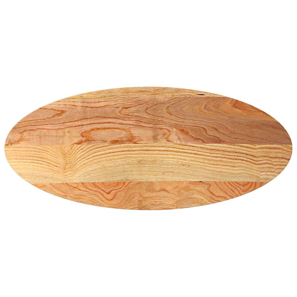 bordplade 140x60x4 cm massivt egetræ oval lysebrun