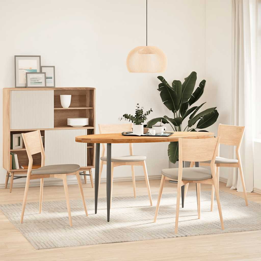 bordplade 140x60x4 cm massivt egetræ oval lysebrun