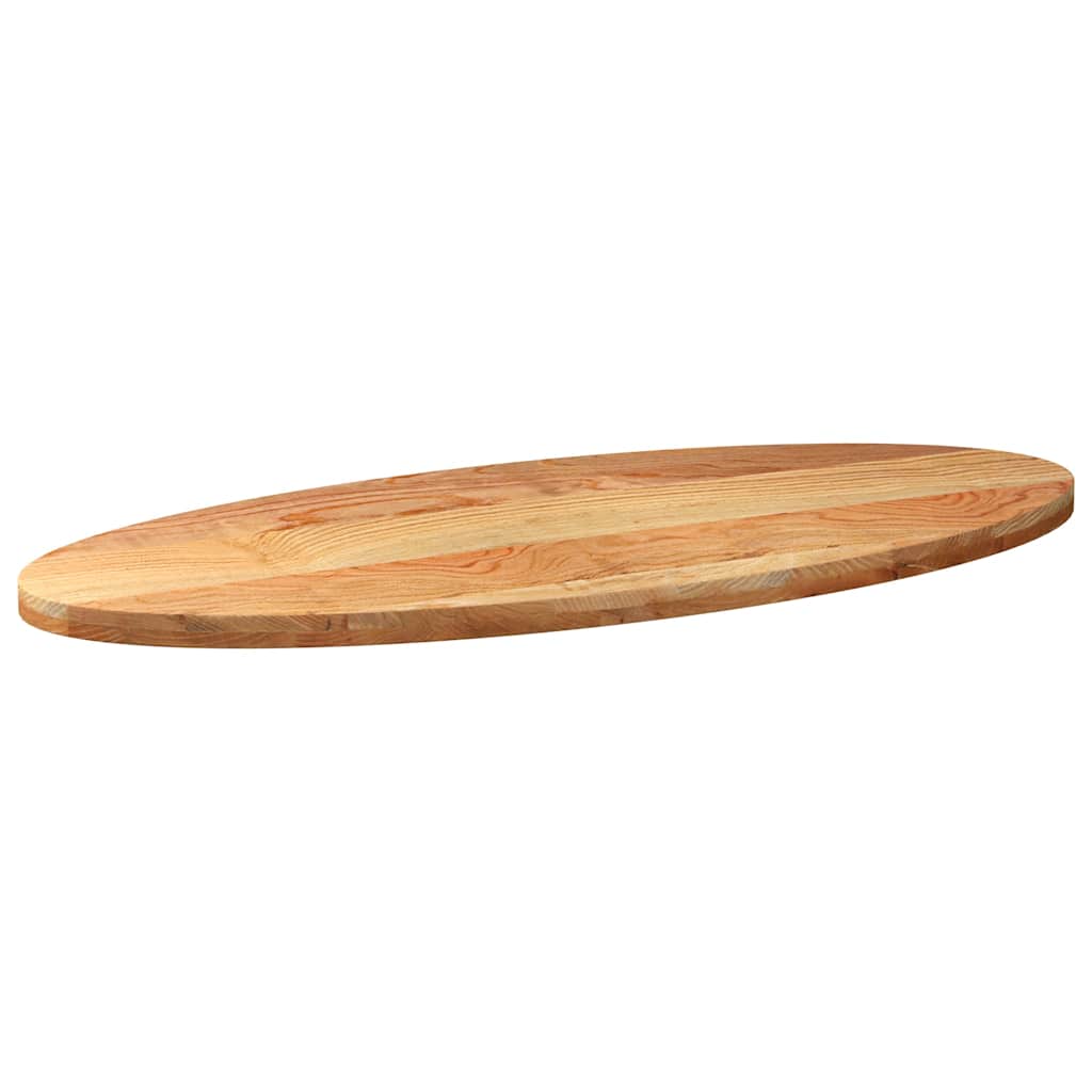 bordplade 140x60x4 cm massivt egetræ oval lysebrun