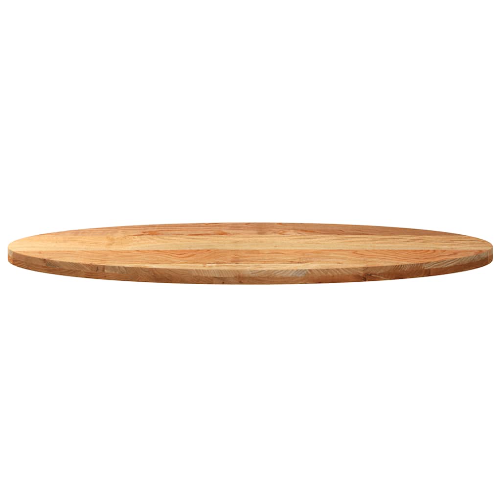 bordplade 140x60x4 cm massivt egetræ oval lysebrun