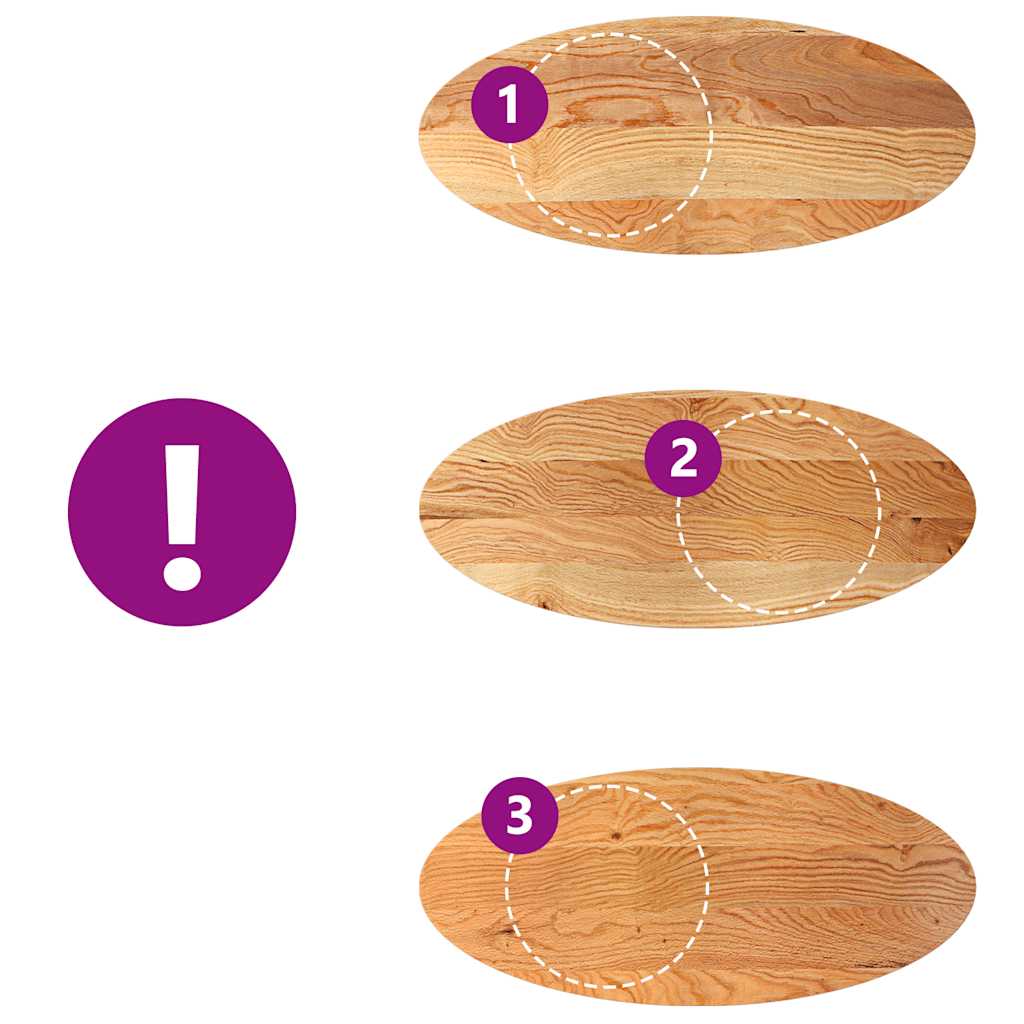 bordplade 140x60x4 cm massivt egetræ oval lysebrun