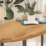 bordplade 140x60x4 cm massivt egetræ oval lysebrun