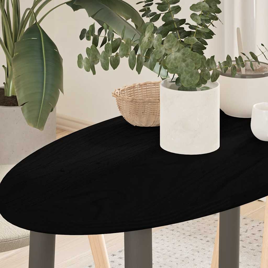 bordplade 80x40x2 cm massivt egetræ oval mørkebrun