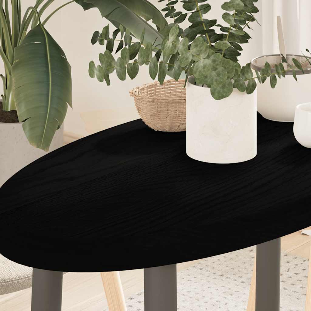 bordplade 80x40x4 cm massivt egetræ oval mørkebrun billede