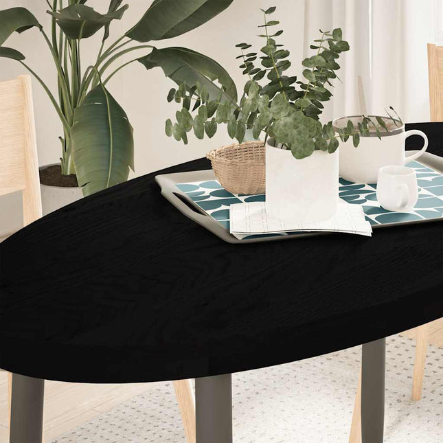 bordplade 120x60x4 cm massivt egetræ oval mørkebrun