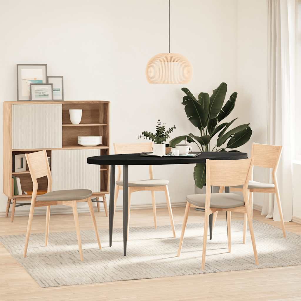 bordplade 140x60x4 cm massivt egetræ oval mørkebrun