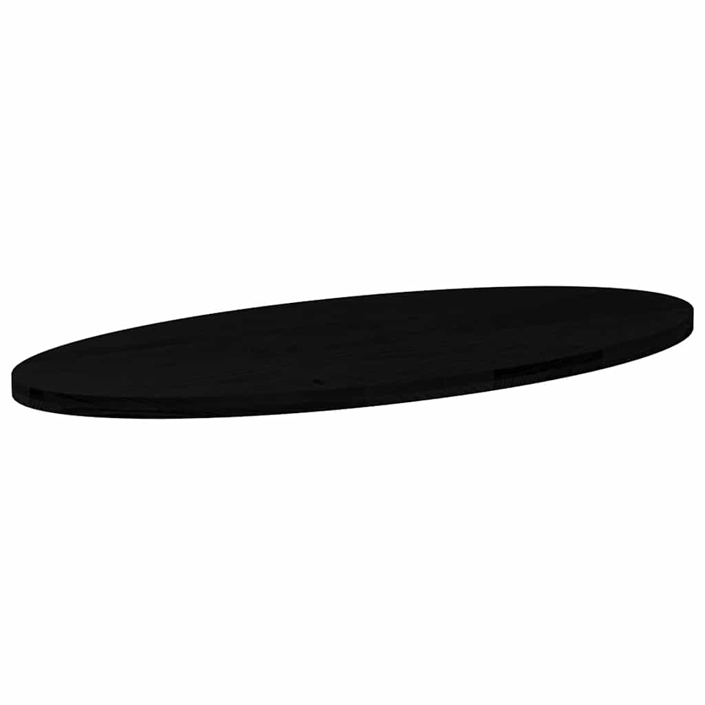 bordplade 140x60x4 cm massivt egetræ oval mørkebrun