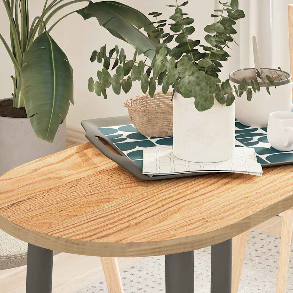 bordplade 80x40x2 cm massivt egetræ oval billede