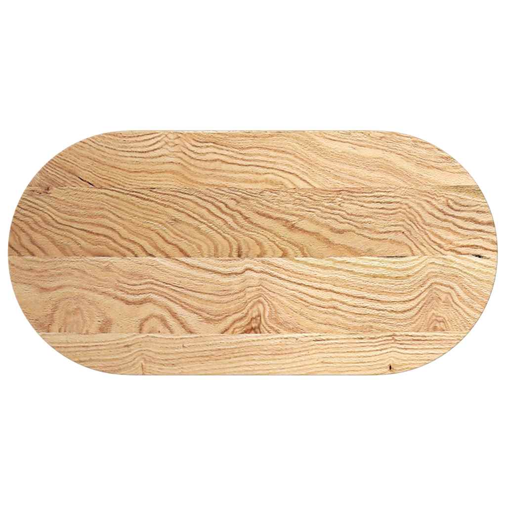 bordplade 100x50x2 cm massivt egetræ oval