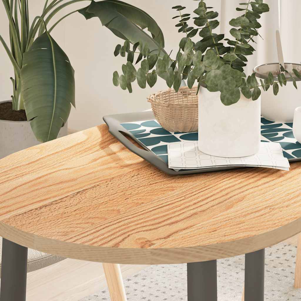 bordplade 100x50x2 cm massivt egetræ oval billede