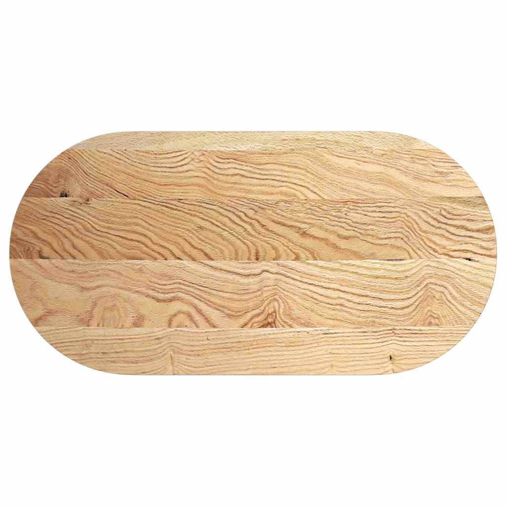 bordplade 120x60x2 cm massivt egetræ oval
