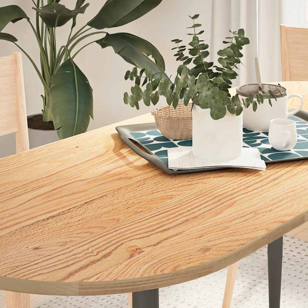 bordplade 140x60x2 cm massivt egetræ oval