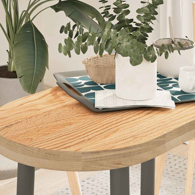 bordplade 80x40x4 cm massivt egetræ oval
