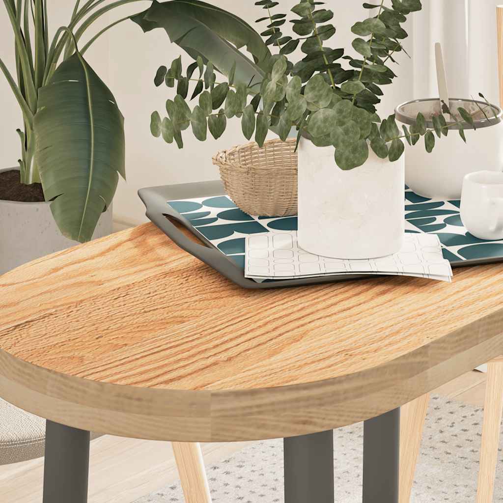 bordplade 80x40x4 cm massivt egetræ oval