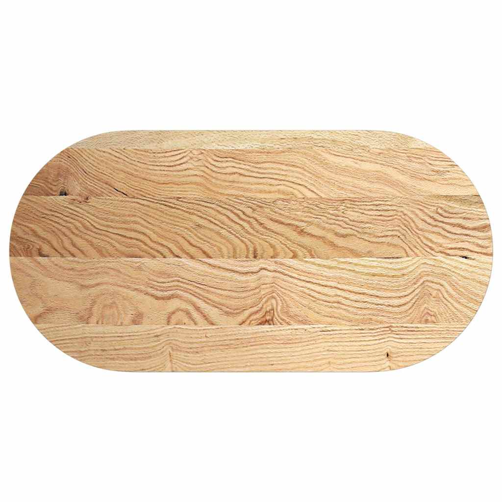 bordplade 120x60x4 cm massivt egetræ oval