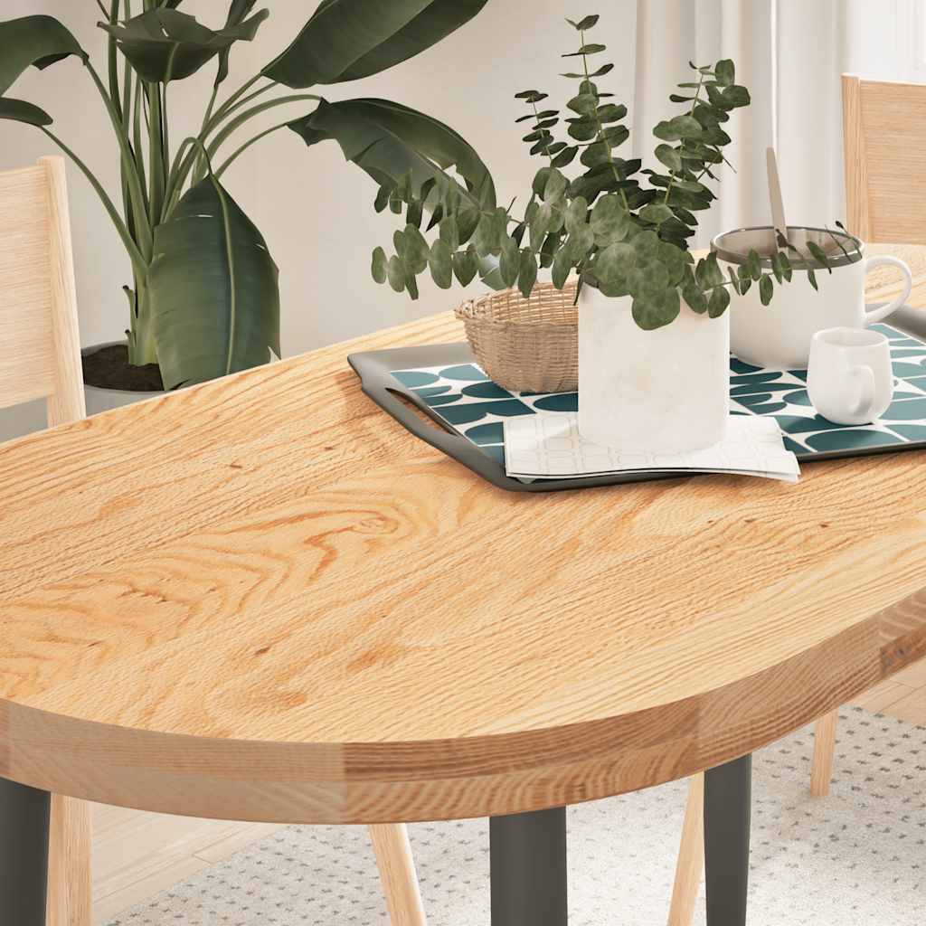 bordplade 120x60x4 cm massivt egetræ oval