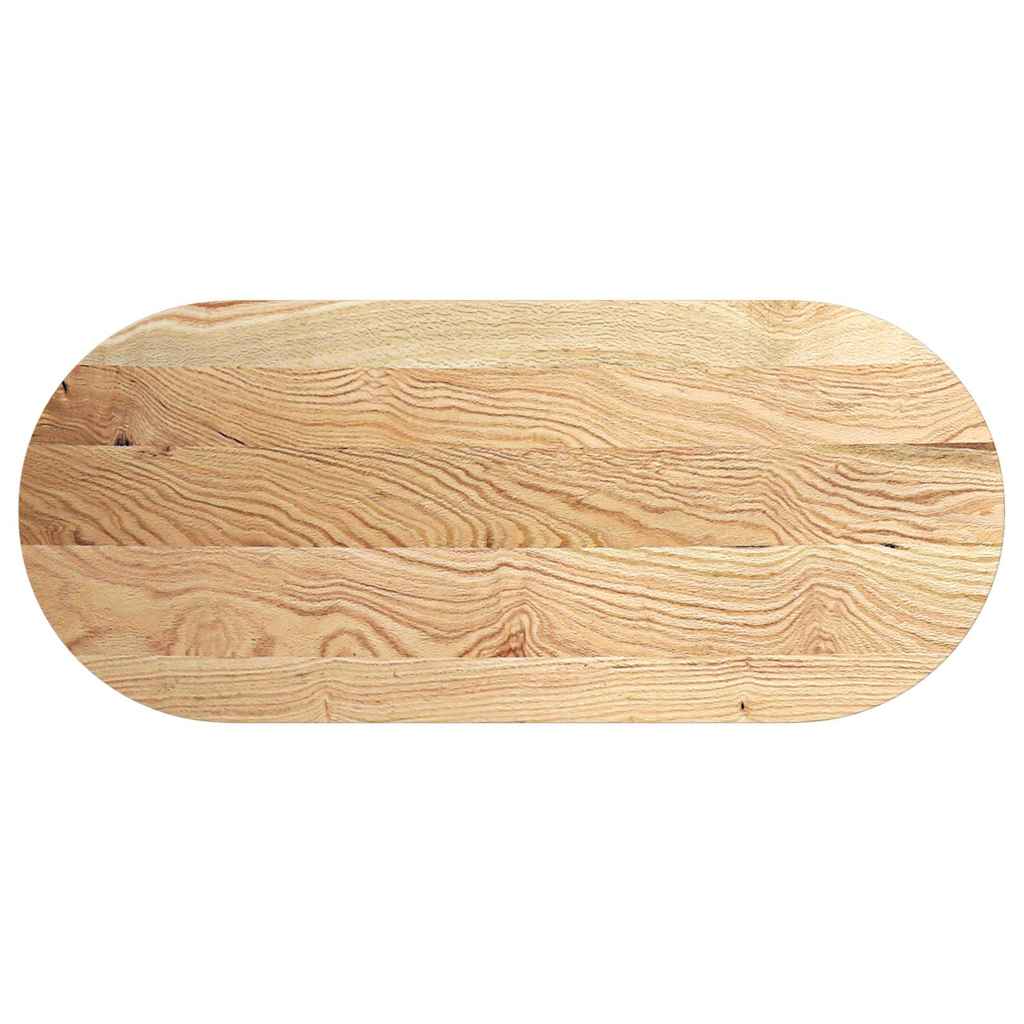 bordplade 140x60x4 cm massivt egetræ oval
