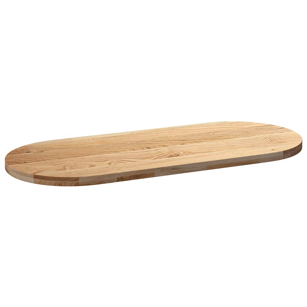 bordplade 140x60x4 cm massivt egetræ oval