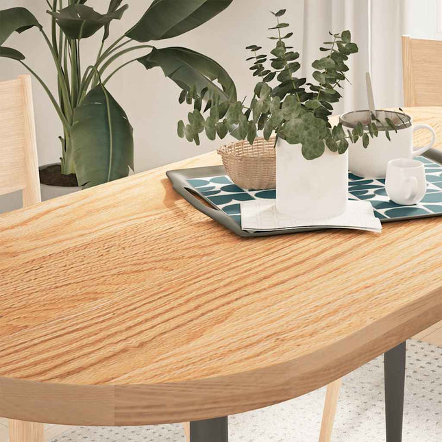 bordplade 140x60x4 cm massivt egetræ oval