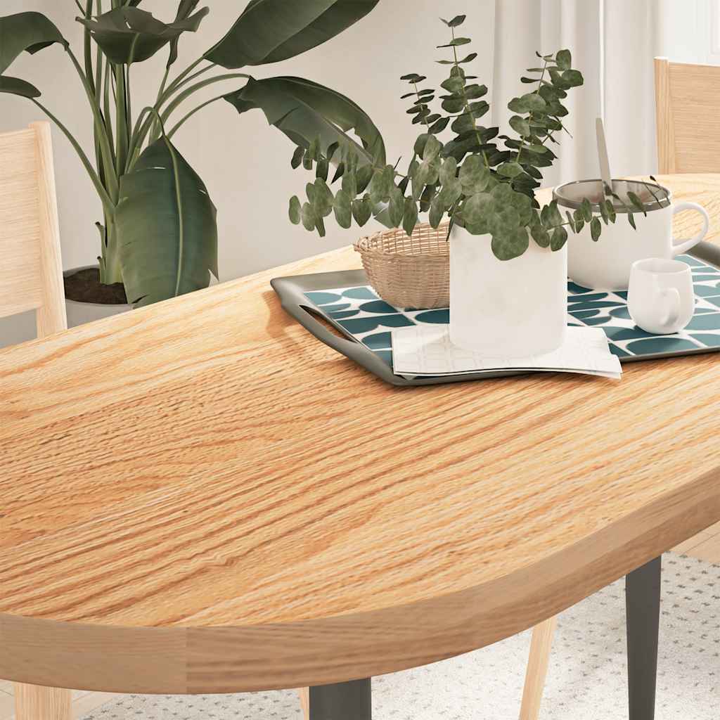 bordplade 140x60x4 cm massivt egetræ oval billede