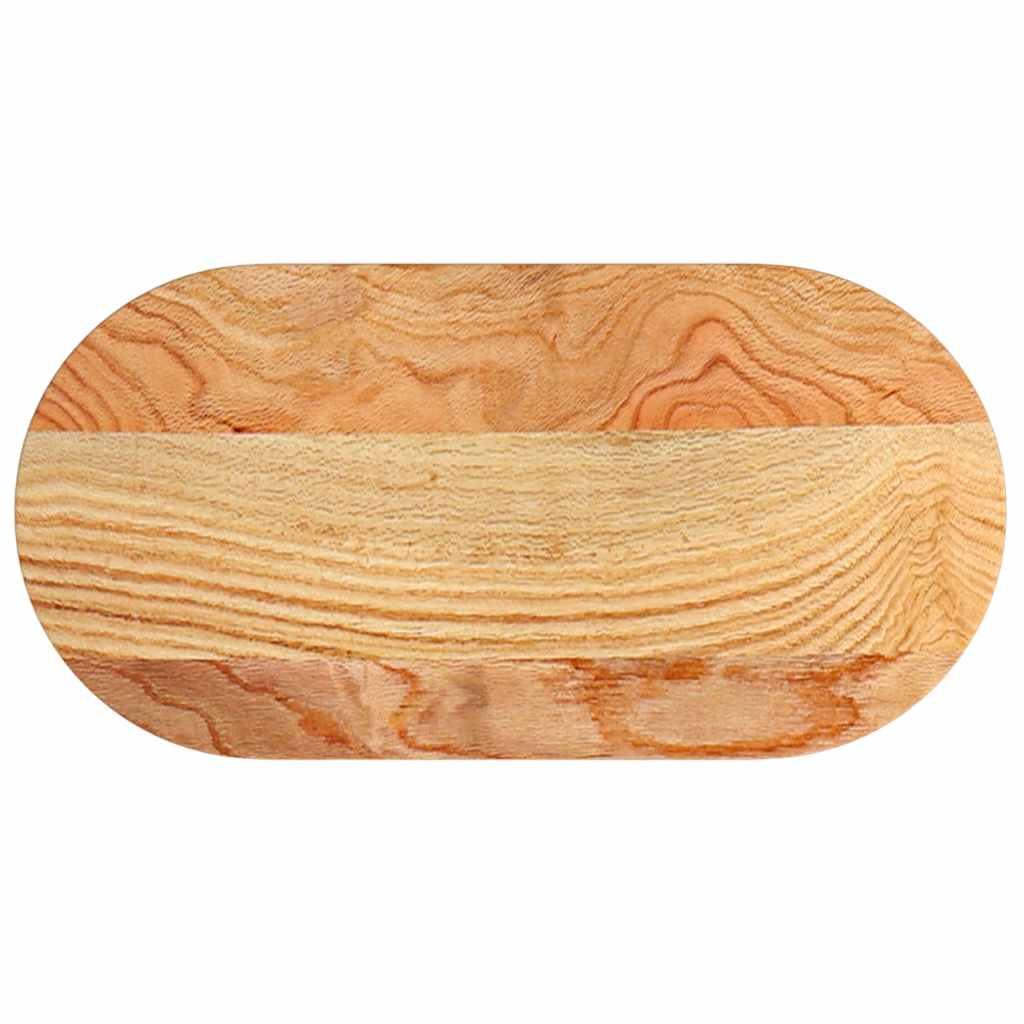 bordplade 80x40x2 cm massivt egetræ oval lysebrun