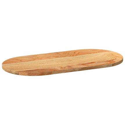 bordplade 80x40x2 cm massivt egetræ oval lysebrun