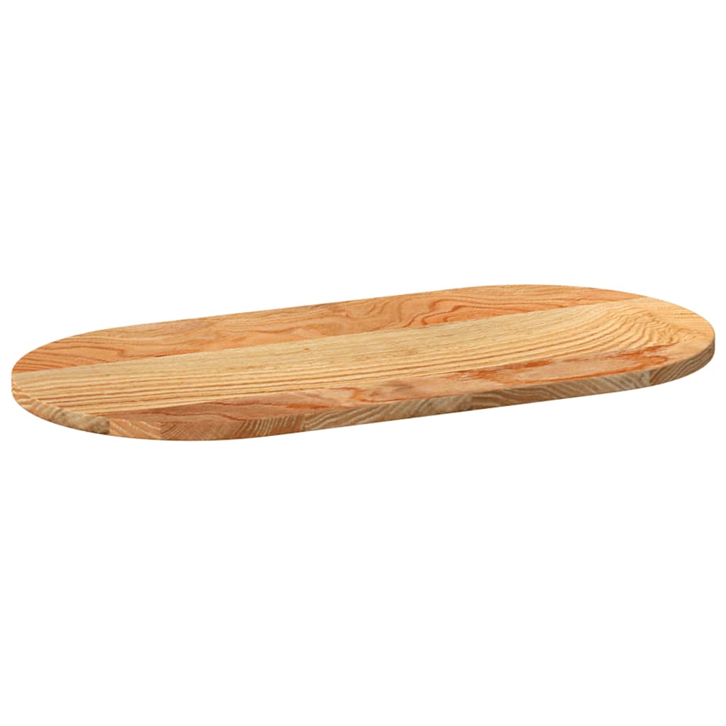bordplade 80x40x2 cm massivt egetræ oval lysebrun