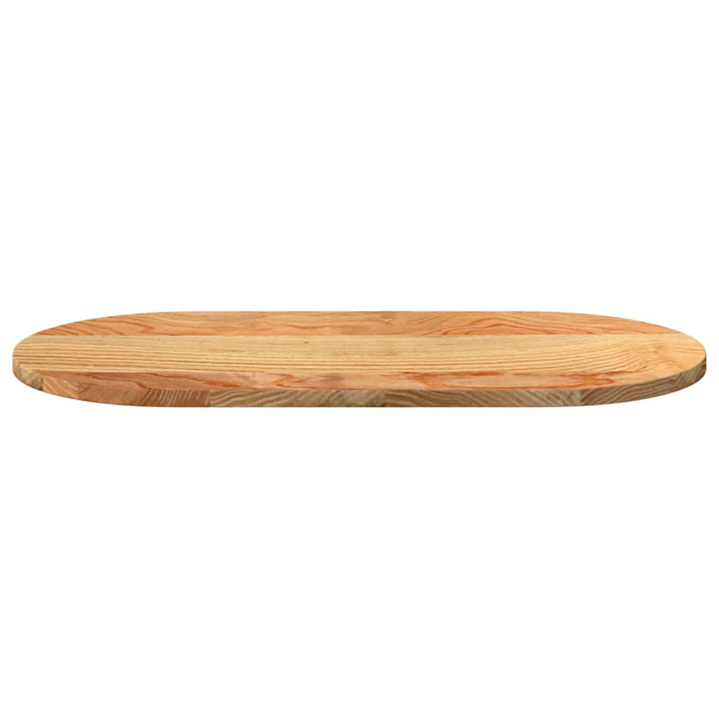 bordplade 80x40x2 cm massivt egetræ oval lysebrun