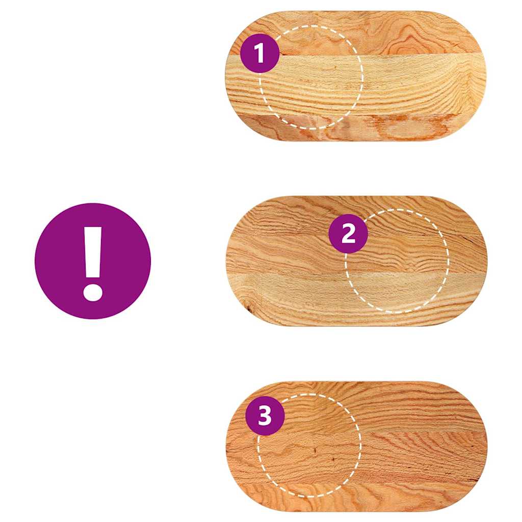 bordplade 80x40x2 cm massivt egetræ oval lysebrun