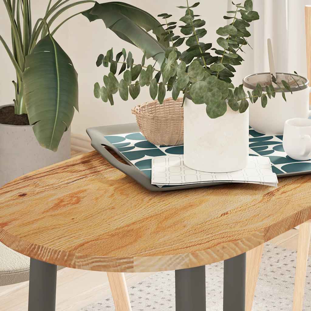 bordplade 80x40x2 cm massivt egetræ oval lysebrun