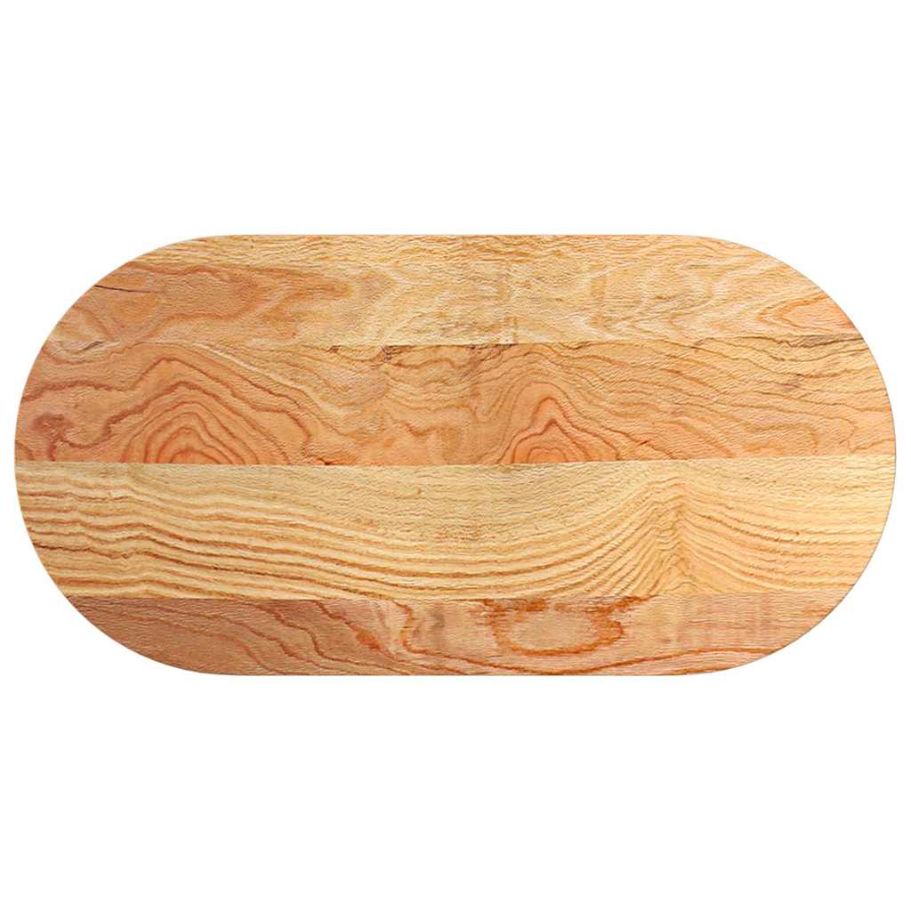 bordplade 100x50x2 cm massivt egetræ oval lysebrun