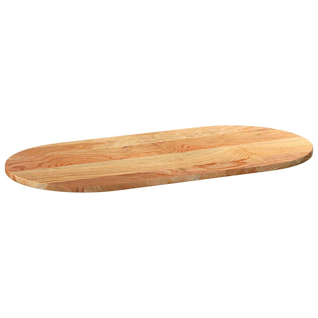 bordplade 100x50x2 cm massivt egetræ oval lysebrun