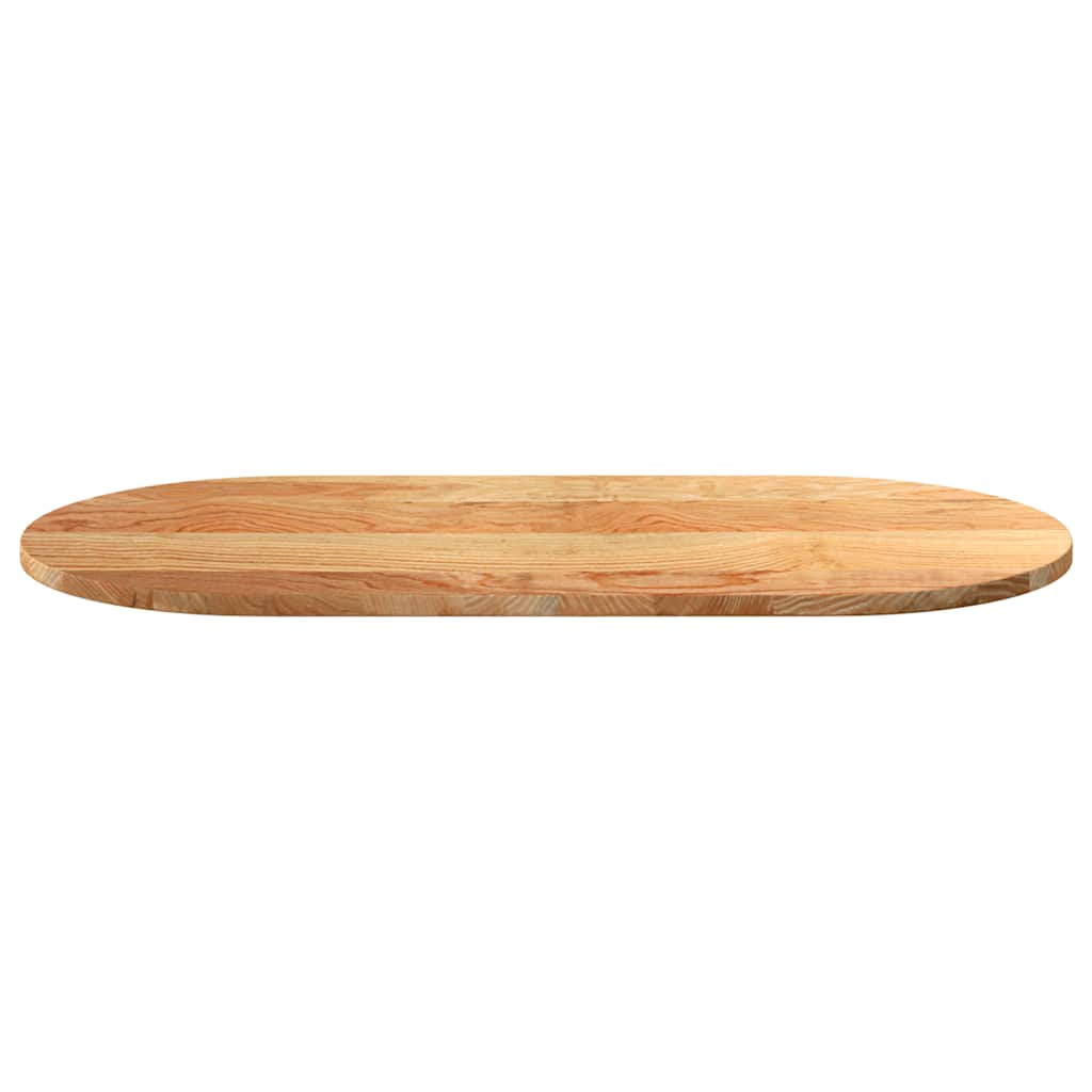bordplade 100x50x2 cm massivt egetræ oval lysebrun