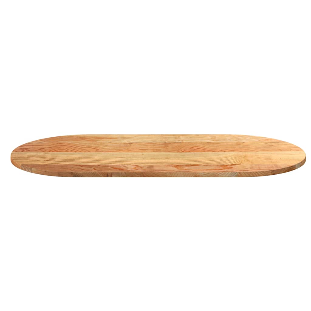 bordplade 120x60x2 cm massivt egetræ oval lysebrun