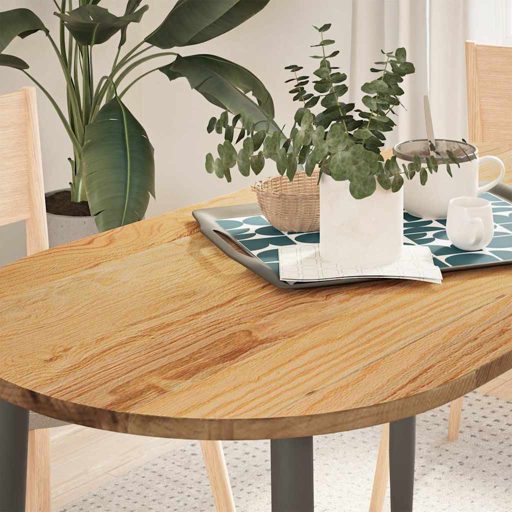bordplade 120x60x2 cm massivt egetr oval lysebrun