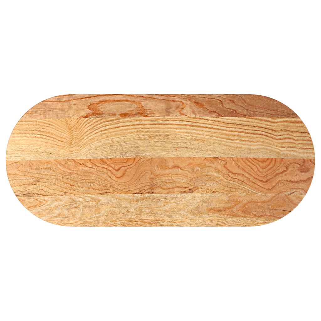 bordplade 140x60x2 cm massivt egetræ oval lysebrun