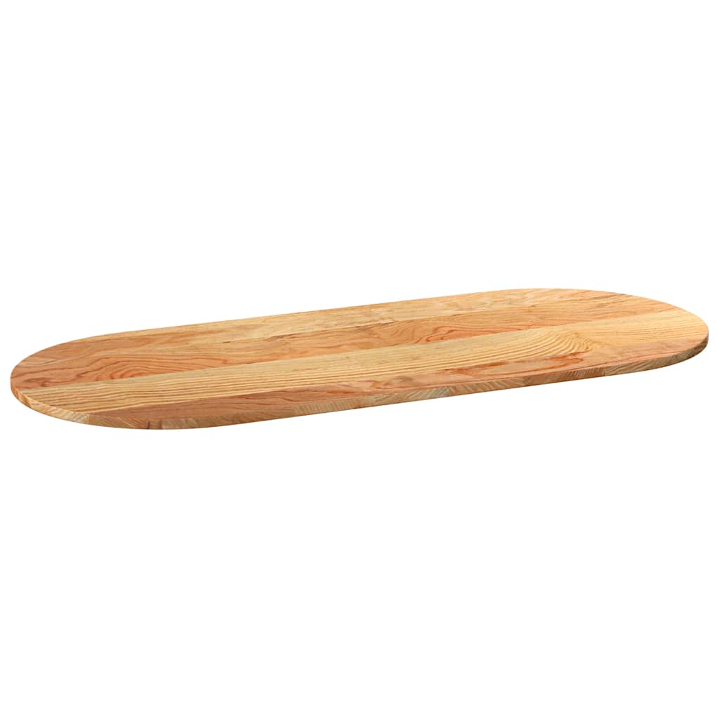bordplade 140x60x2 cm massivt egetræ oval lysebrun