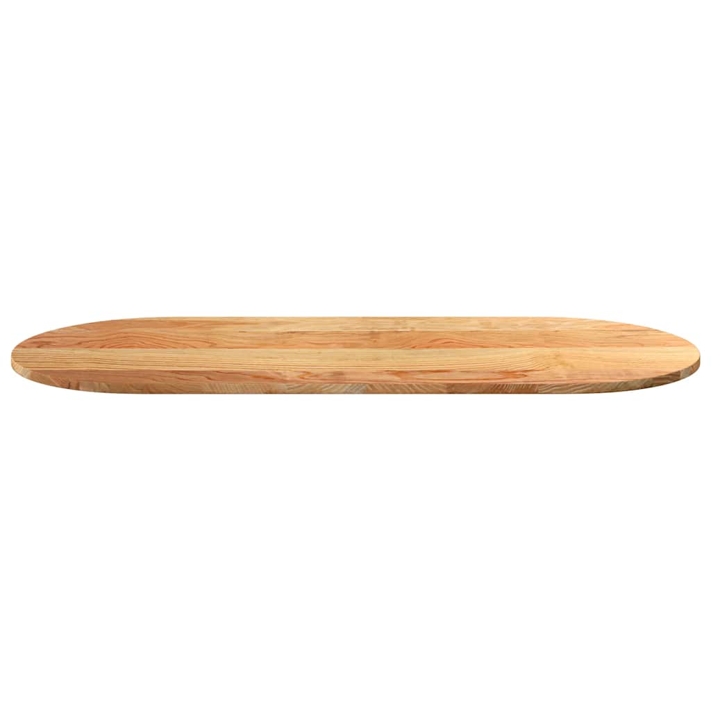 bordplade 140x60x2 cm massivt egetræ oval lysebrun