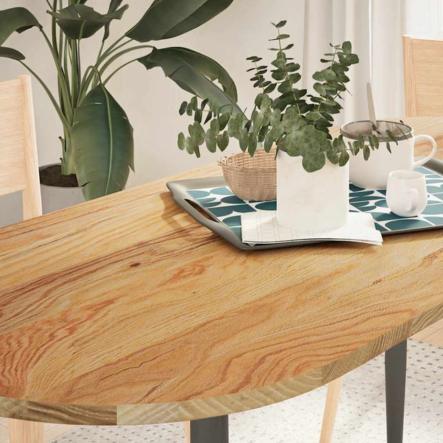bordplade 140x60x2 cm massivt egetræ oval lysebrun