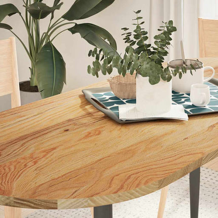bordplade 140x60x2 cm massivt egetræ oval lysebrun