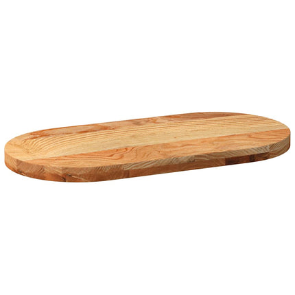 bordplade 80x40x4 cm massivt egetræ oval lysebrun