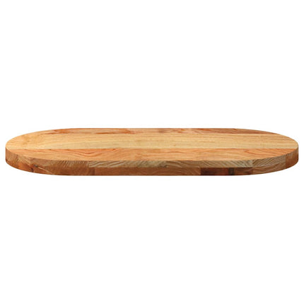 bordplade 80x40x4 cm massivt egetræ oval lysebrun