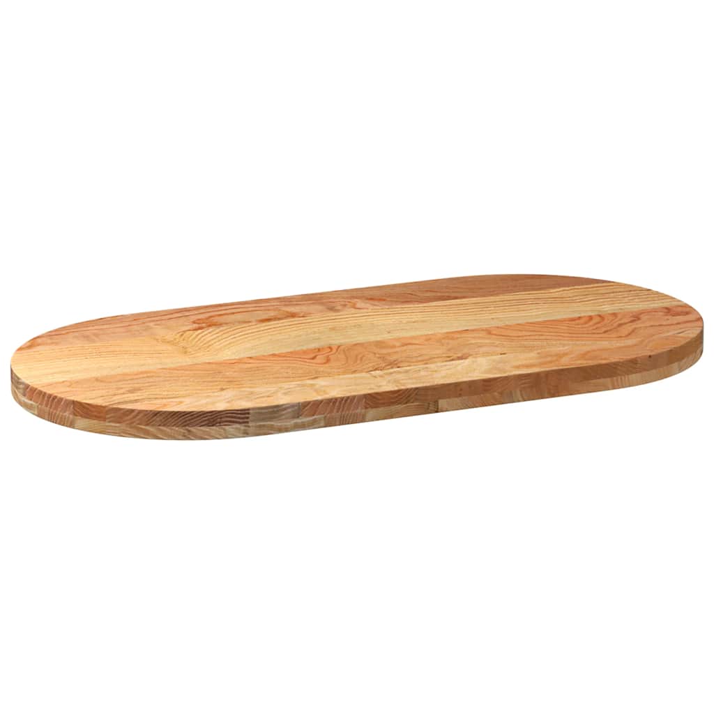 bordplade 100x50x4 cm massivt egetræ oval lysebrun
