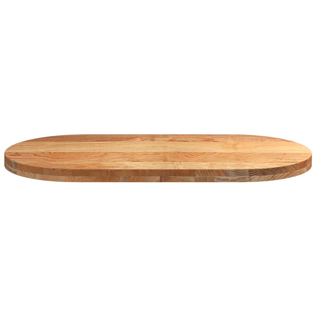bordplade 100x50x4 cm massivt egetræ oval lysebrun