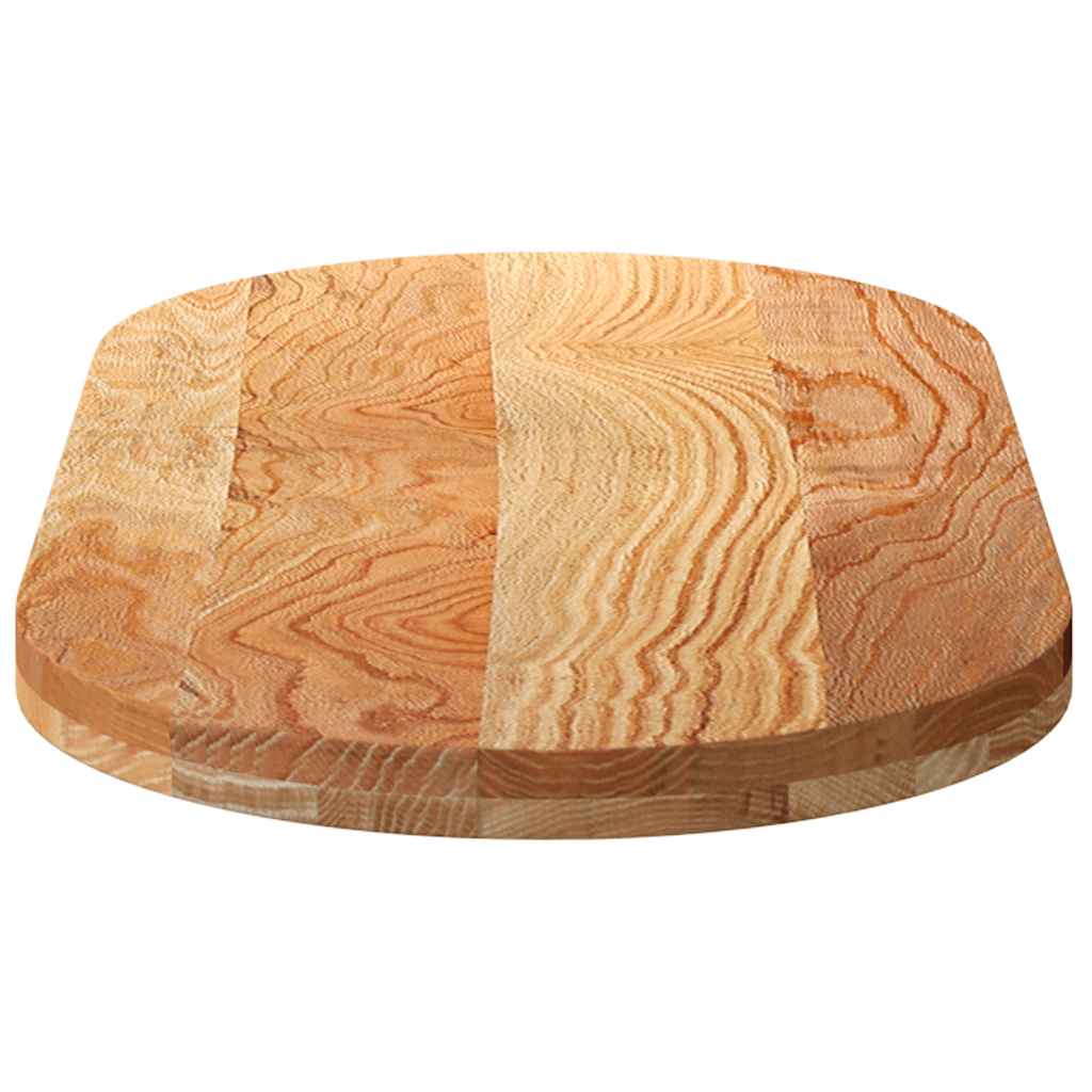 bordplade 100x50x4 cm massivt egetræ oval lysebrun